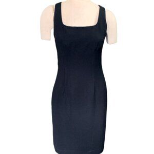 Sleeveless Sheath Dress Square Neck Crisscross Back Sz 4 Black 66F